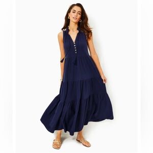Lilly Pulitzer Malone Maxi Dress True Navy NWT Sz XS